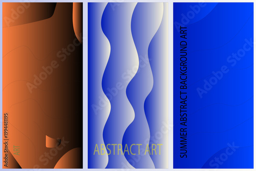 Abstract vertical color blocks brown blue and white wavy pattern