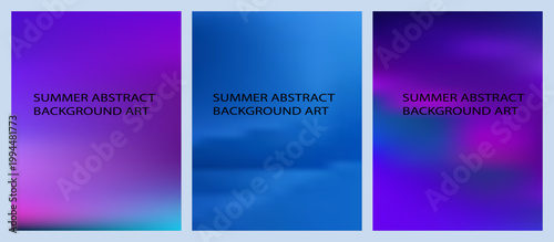 Abstract gradient backgrounds a triptych of vibrant purple blue and pink hues