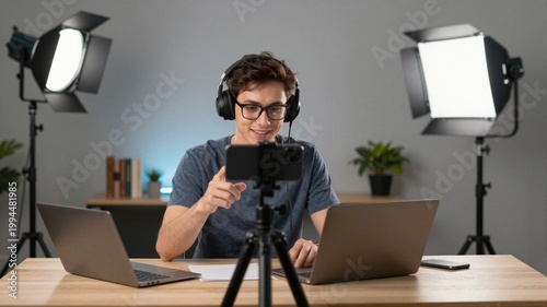 Young creator filming content