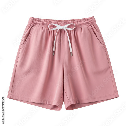 Pink floral embroidered drawstring shorts for casual wear