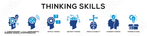 Glyphcolor - Thinking Skills web banner icon vector illustration concept