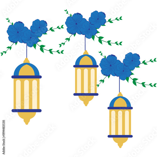 Islamic Floral and Lantern Decoration
