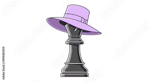 Purple hat on chess piece.