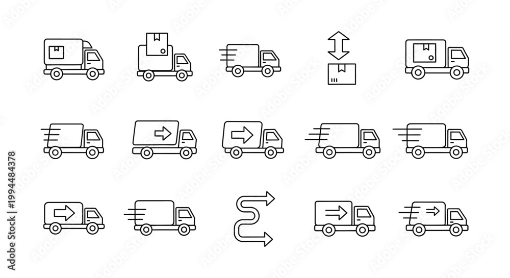 Fototapeta premium Delivery trucks with arrows moving fast.