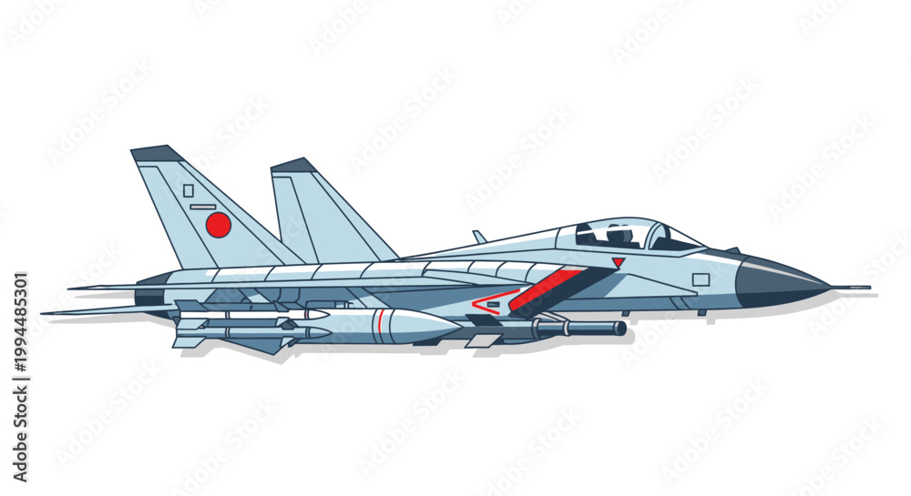 Fototapeta premium Modern jet fighter airplane vector illustration for aviation and military themes