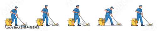 picture of a school janitor mopping the floor