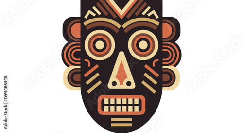 Colorful tribal mask with patterns.