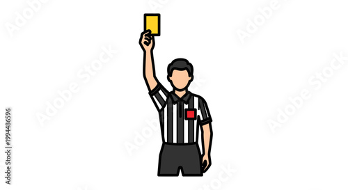 Referee holding up yellow card.