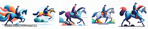 Foto Vector of person riding a horse
