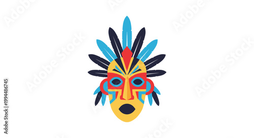 Vibrant Tribal Mask Design Closeup.