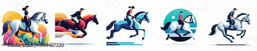 Quadro su tela Vector of person riding a horse