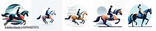Foto Vector of person riding a horse