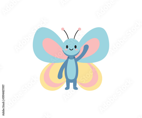 Cartoon butterfly waving hello cheerful design vector illustration