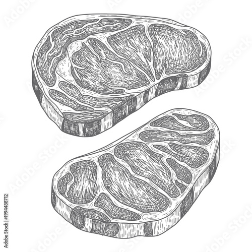 Raw Beef Steaks Illustration