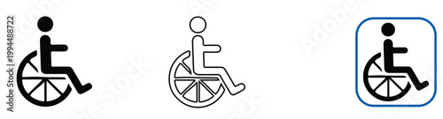 Wheelchair Icon Set. Accessibility, Mobility, Disabled and Wheelchair Access Line Icons. Editable Vector Illustration
