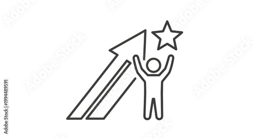 Person Reaching For Star Success Goal.