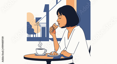 Woman sitting alone at a table.
