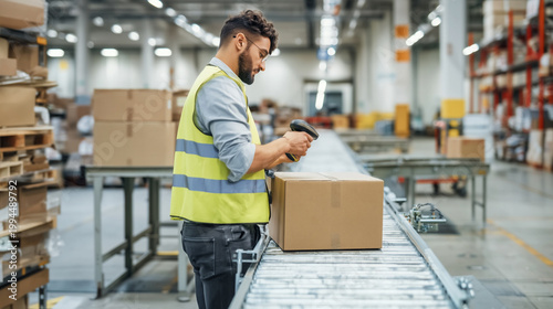 Efficient parcel processing at a busy logistics hub in a modern warehouse