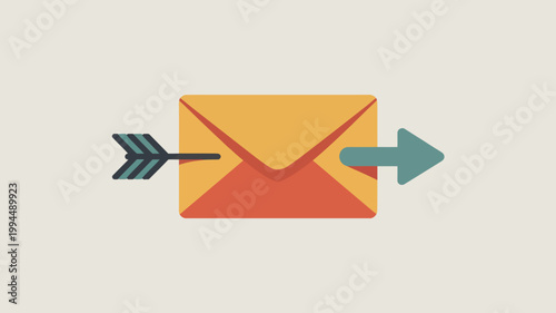 Email Envelope With Arrow Pointing Right For Communication Concepts