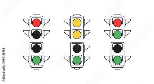 Traffic lights with different colored signals.