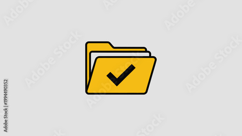 Organization File Folder with Checkmark Icon for Project Management and Document Approval