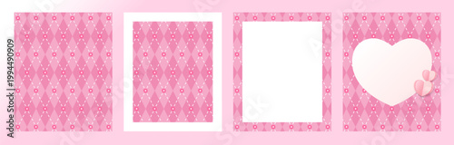 Mothers Day elegant pattern background set 2026. Seamless patterns with pink checkered and flowers print for packaging or posters design for Mother's Day. Vector illustration