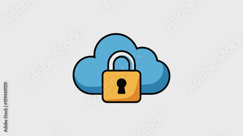 Cloud Storage Lock Icon For Cybersecurity And Data Protection Concepts