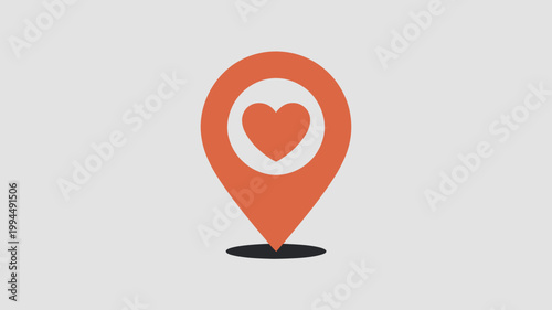 Map Pin Heart Icon for Romantic Travel Destination and Favorite Location Pinpoint Minimalist Vector