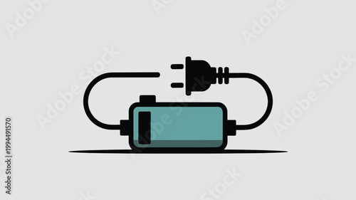 Battery Charging Icon with Electric Plug for Green Energy and Renewable Power Technology Concepts