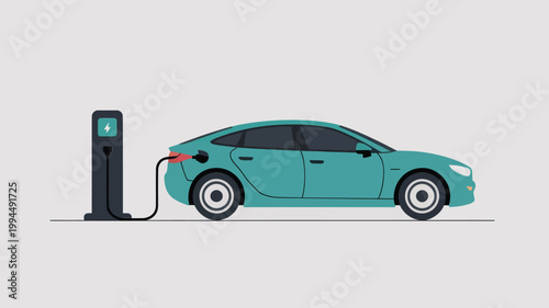 Electric Car Charging Station Vector for Sustainable Energy and Eco Friendly Transportation