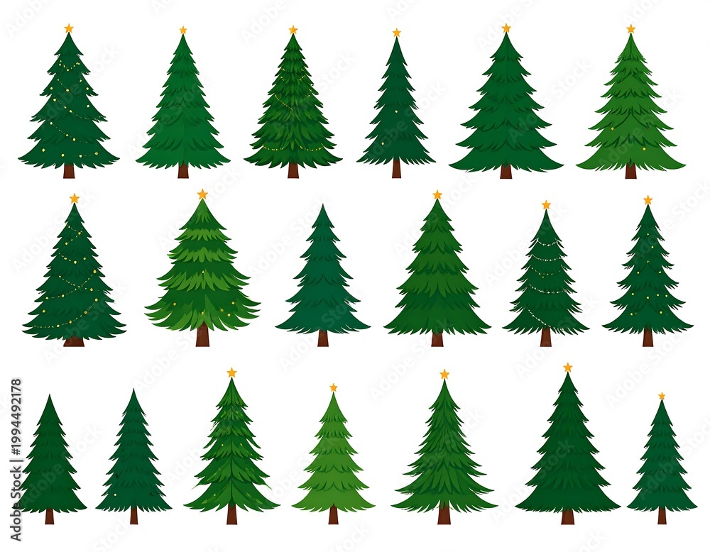 Fototapeta premium Collection of various Christmas trees.