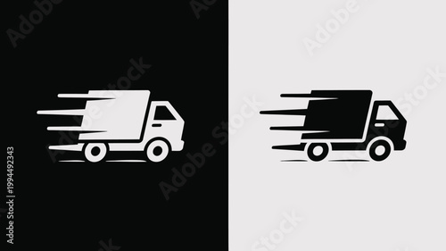 Logistics Delivery Truck in Motion Vector for Fast Shipping and Express Transportation Services