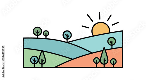 Simple illustration of rolling hills.