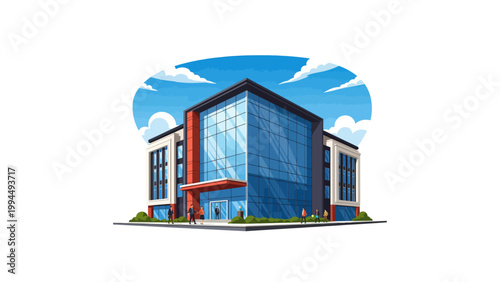 modern building with glass facade vector illustration