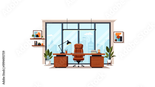 Modern Office Workspace Vector Illustration