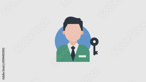 Businessman Holding Key For Security Concepts Isolated On White