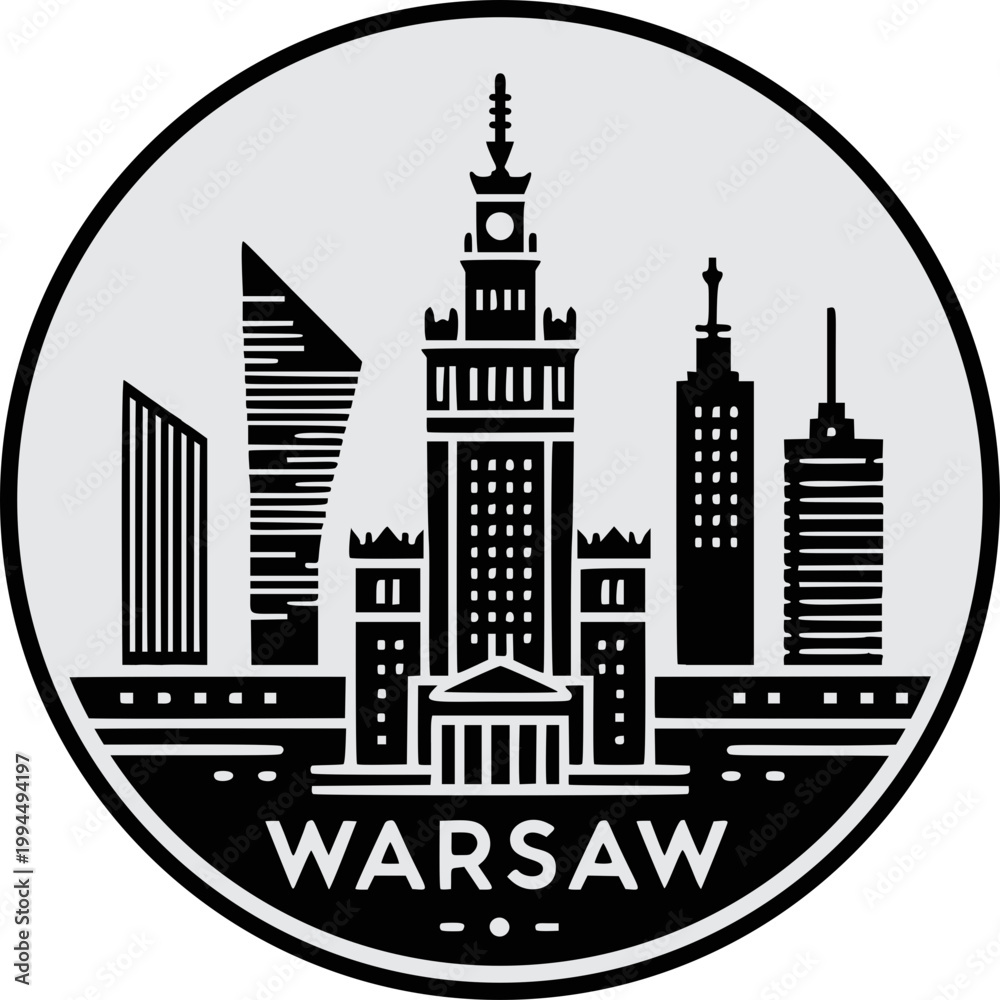 Obraz premium Warsaw Skyline Vector Icon