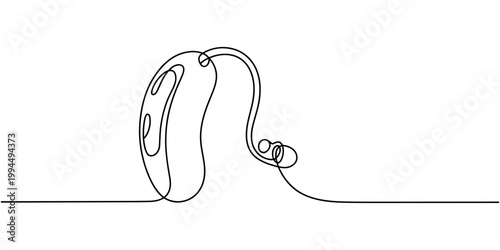 Hearing aids for the deaf in one continuous line one line vector illustration Editable stroke.