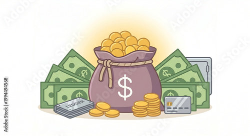 Ilustrasi Finansial dengan Uang Kertas