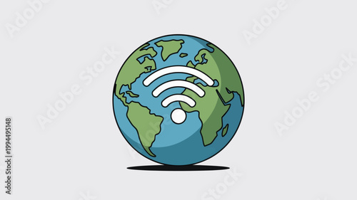 Globe with WiFi Symbol Connected Globally For Technology Concepts