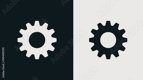 Gear Icons Working Together On Black And White Background For Business Concepts