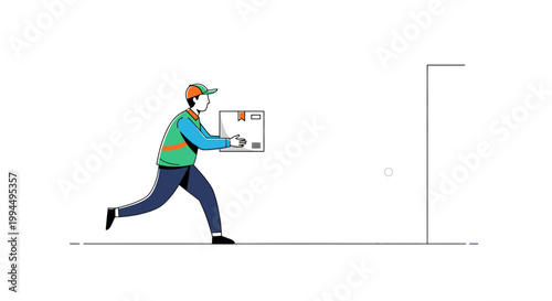 Man wearing safety gear running quickly.