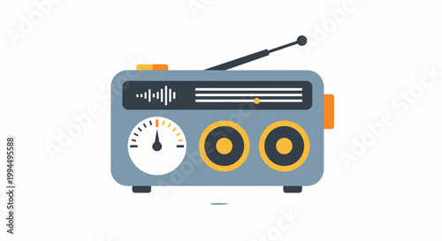 Vintage Grey Radio with Antenna.