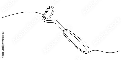 tongue scrapers and cleaners for promoting fresh breath and good oral hygiene continuous one line drawing . Modern tongue cleaner ensuring perfect oral hygiene with isometric