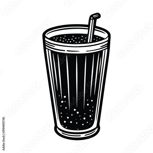 Black soda drink, fizzy beverage, cold cola, vector illustration