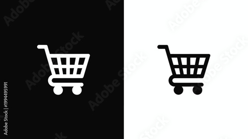 Shopping Cart Icons Black And White For Ecommerce Concepts
