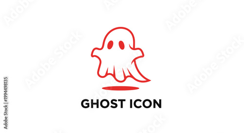 Simple and Friendly Ghost Icon Floating on White Background.