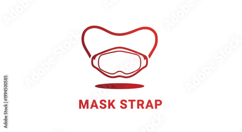 Red Mask Strap Graphic Isolated on White Background for Safety.