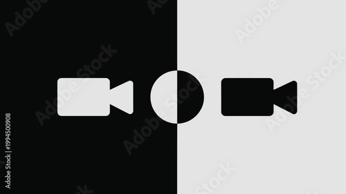 Split Screen Video Camera Icons For Media And Technology Concepts