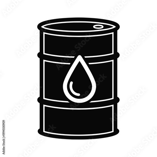 Black oil barrel with droplet icon isolated on white background